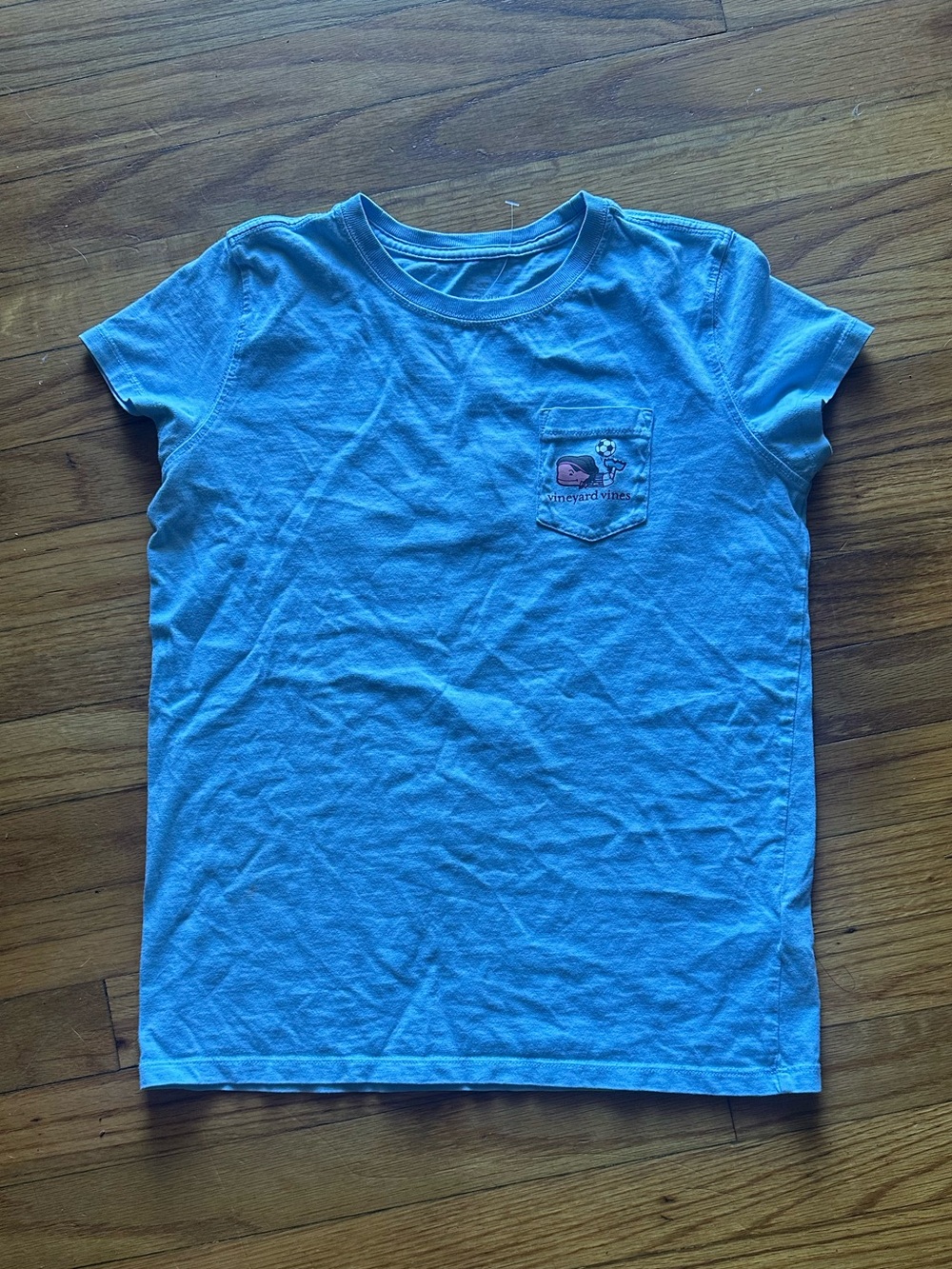 Vineyard Vines Kids Girls Soccer Whale Short-Sleeve Pocket T-Shirt Size L